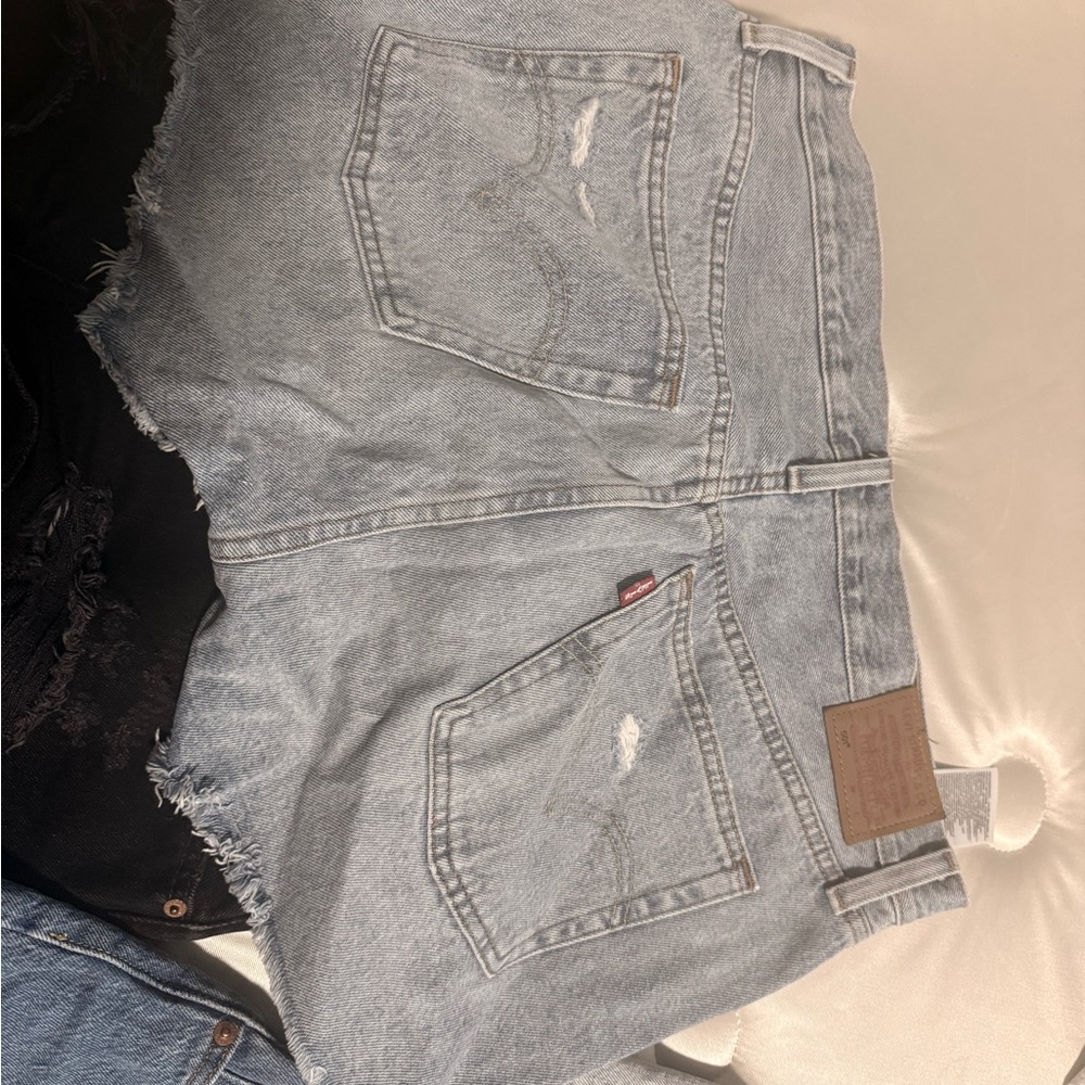 Levi's Women's Jean Shorts - 501 White, Light Blue, Black, Blue - Picture 6 of 13